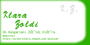 klara zoldi business card